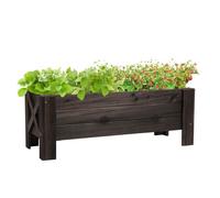 Jardinera de madera jardinera rectangular con patas elevadas y 2 drenajes para flores plantas 100x36,5x36 cm marrón