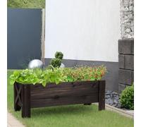 Outsunny Huerto Urbano Jardinera de Madera Jardinera Rectangular con Patas Elevadas y 2 Drenajes para Flores Plantas Cultivos 100x36,5x36 cm Marrón