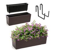 KADAX Macetero de 18,5 x 56 cm, diseño de rasgado, con soportes, con inserción, resistente a la intemperie, rectangular, para balcón y exterior
