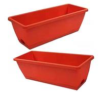 Jardinera De Plástico, Macetas Exterior Grandes Rectangulares，Macetero, Maceta Para Plantas Y Flores Rectangular Con Agujeros De Drenaje Y Bandeja Para Agua, Color Antracita ( Color : rojo , Size : 2