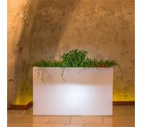 JARDINERA DE RESINA LUMINOSA RECTANGULAR JARDÍN H80 MACETA CON LUZ RGB BATERÍA