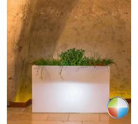 Jardinera Flowerpot De Resina Rectangular 80x35 CM Led multicolor con batería