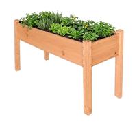 Jardinera elevada Relaxdays, huerto de Hierbas, 76 x 127 x 46 cm, balcón/terraza, Madera de Abeto, Naranja