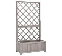 Jardinera enrejada de jardín madera de abeto gris 70x30x135 cm