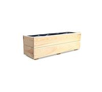 Jardinera FKL de Madera Jardinera Cubo Caja Jardín Terraza Completamente montada D27 (Crudo, 60 cm)