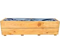 Jardinera FKL de Madera Jardinera Cubo Caja Jardín Terraza Completamente montada D27 (Teca, 90 cm)