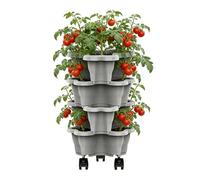 Jardinera fresas | Macetas apilables para fresas al aire libre | Torre macetero vertical 4/5 niveles con ruedas extraíbles | Macetas hierbas, flores y verduras para jardinería interior y exterior