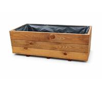 Jardinera grande de madera de 80 cm - Jardinera para balcón y terraza, resistente a la intemperie, jardinera de hierbas alto (D28 teca)