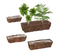 Relaxdays Jardinera, 4 Tamaños Diferentes, Jardín, Balcón y Alféizar, Macetas Decorativas con Forro de Plástico, Natural, Madera, 14 x 57,5 x 20 cm