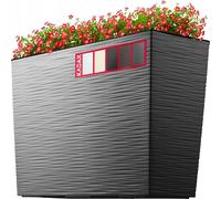 KADAX Jardinera de plástico, 18,5 x 55,7 cm, 5 colores, maceta con cintas de riego, jardinera para balcón con inserto, jardinera para exteriores, cubo de flores (rectangular, patrón de grietas,