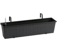 Jardinera para balcón de polyrattan incluye suspensión y sistema de riego, antracita, 80 x 19 x 18 cm
