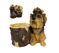 Jardinera para plantas de interior | Divertida estatua de decoración de jardín | Divertidas figuras de macetas para perros | de adorable macetero para cachorros con un cubo rústico, este artículo apor