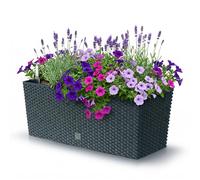 Jardinera rectangular 17 litros con autoriego color antracita 52 x 20 x 19cm