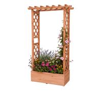 Jardinera Relaxdays con Enrejado y Techo, 152 x 78 x 36 cm, para balcón y jardín, Madera, marrón