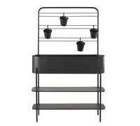 Jardinera vertical con 4 macetas metal negro para huerto urbano