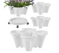 Jardinera vertical torre apilable,Jardín planta 4 macetas | Macetas de flores con bandeja y ruedas extraíbles, suministros de jardinería de plantación para verduras de flores de fresa