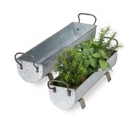 Relaxdays 2 jardineras exterior de metal plata