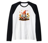 Jardinería de gnomos felices en la felicidad otoñal Camiseta Manga Raglan