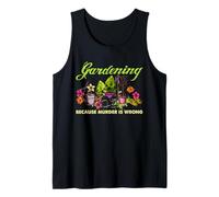 Jardinería Lindo Amante de los Gatos Humor Oscuro Floral jardín Cita Arte Camiseta sin Mangas