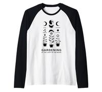 Jardinería Lunar Celestial Planta de Fase Lunar Camiseta Manga Raglan