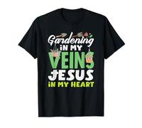 Jardinería Mis Venas Jesús Amante de Las Plantas Jardinero Camiseta