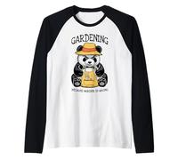 Jardinería Porque el Asesinato está Mal Amante de Las Plantas Panda Malvado Camiseta Manga Raglan