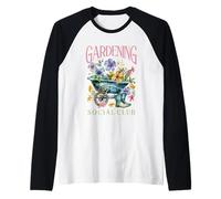 Jardinería Social Club Floral Carretilla Camiseta Manga Raglan