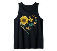 Jardinero de insectos floral con corazón de girasol clásico Camiseta sin Mangas