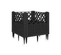 Jardinière - HELLOSHOP26 - 43,5 x 43,5 x 43,5 cm - Polipropileno - Negro - Diseño ratán