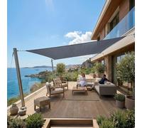 Jardinion vela de sombra 3x4 m gris rectangular - protección solar para terraza, HDPE 180 g/m², vela con protección UV, para jardín balcón y camping