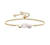Jardme - Pulsera difusor de Aceite Esencial, Lava, Cuarzo Rosa, Pulsera de Cuarzo Rosa, Pulsera de Oro Ajustable