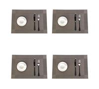 Jaritto Lot de 4 Sets de Table PVC Napperons Vinyle Tissé Lavables Resistant à la Chaleur Antidérapant pour Restaurant Salle Manger Kaki