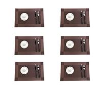 Jaritto Lot de 6 Sets de Table PVC Napperons Vinyle Tissé Lavables Resistant à la Chaleur Antidérapant Restaurant Salle Manger Café Foncé