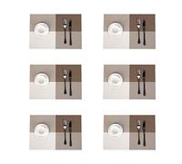 Jaritto Set de Table Lot de 6 Napperons Tressés en PVC Lavables Antidérapant Resistant à la Chaleur Décor Restaurant Salle à Manger Marron