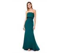 Jarlo London Blaze Strapless Maxi Dress with Overlay, Dark Green, 34 Women's