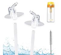 Jarlson Pajitas de Recambio repuestos, para botella de agua de plástico de 500 ml, 2 boquillas de Silicona y 2 Extensiones para Paja, Incluye Cepillo de Paja, Sin BPA…
