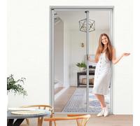 jarolift Zanzara Mosquitera 3 en 1 para puerta, mosquitera para puerta corredera con marco de aluminio, kit de montaje, acortable, 125 x 220 cm (ancho x alto), plata