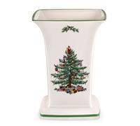 Jarr n cuadrado Spode Christmas Tree de 8 pulgadas para flores y decoraci n navide a, centro de mesa hecho de loza fina, apto para lavavajillas.