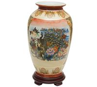 Jarr n de porcelana Tung Chi con dise o de pavo real Satsuma de 14 pulgadas y linterna roja multicolor