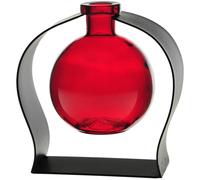 Jarr?n de vidrio reciclado con forma de bola y soporte de metal arqueado Couronne Company M244-200-06, 1 pieza, 5 3/4, rojo