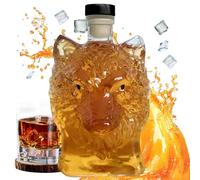 Jarra Cabeza de Lobo - Contenedor De Vidrio Artístico De 350 Ml, Pieza De Presentación De Bar Tallado, Contenedor De Servicio De Licores Único Con Patrón Animal Detallado | De Bar