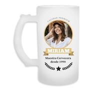 Jarra Cervecera Personalizada con Foto, nombre y fecha, Diseño Maestro, Maestra, Cervecero o cervecera, regalo original, pareja, madre, padre, hermano, abuelo, abuela, amigo, amiga