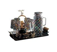 Jarra con Tapa Inicio Tazas de vidrio for beber Juego té con portavasos Jarra para té helado