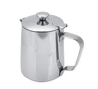 Fdit Jarra de Acero Inoxidable Taza de Café Taza de Leche Jarra con Tapa para Latte Coffee Art para Oficina Cocina(Plata2)