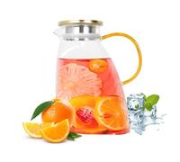 Jarra de Agua 1.5 L, Jarra de Vidrio de Borosilicato Alto con Tapa de Acero Inoxidable,Jarra cristal para agua,Jarra agua Frigorifico para Bebidas Frías o Calientes
