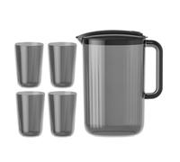 Jarra de agua con tapa, contenedores de jugo de jarra de jarra de 2.2L de 2.2L contenedor de bebidas de jarra de agua de agua con 4 tazas para limonada (Negro)