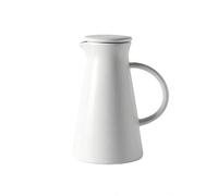 Jarra de agua con tapa, jarra de jardín de cerámica de 1000 ml, maceta interior adecuada para servir agua fría, café, leche y jugo, jarra de bebidas, blanco/negro disponible-blanco
