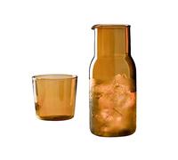 Jarra de Agua con Taza de Vidrio para Mesita de Noche, Al Lado de la Jarra, Jarra de Agua para Mesita de Noche, Jarra de Agua de Jugo de Vidrio Transparente, Decantador de Contenedor de(Marrón)