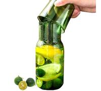 Jarra de agua de cabecera de vidrio verde transparente de 500ml con vaso de vidrio, decantador con boquilla y taza para mesita de noche de oficina