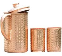 Jarra de agua de cobre con vasos de cobre | 50 onzas, marrón, beneficios para la salud Ayurveda